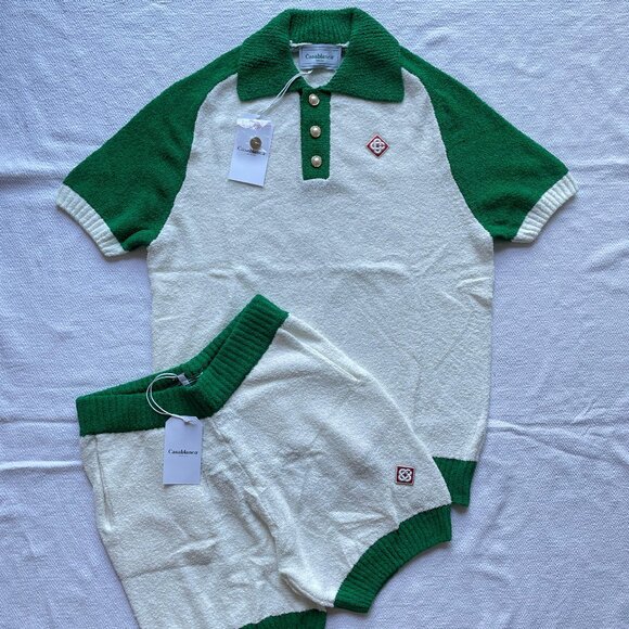 Casablanca Men Raglan Boucle Polo Shirt Set Small Size - Picture 1 of 8